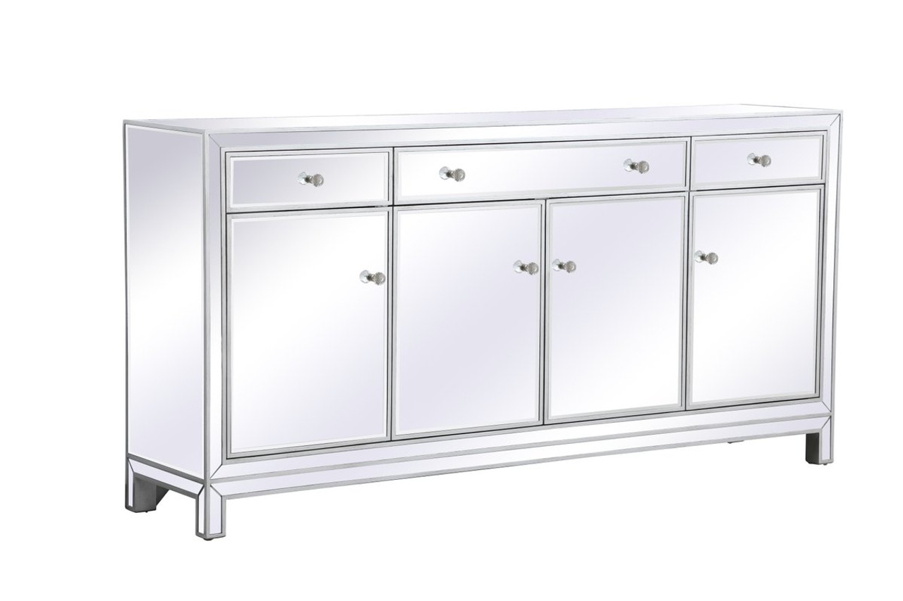 Elegant Décor MF72072S Reflexion 72 in. mirrored credenza in antiqueSilver