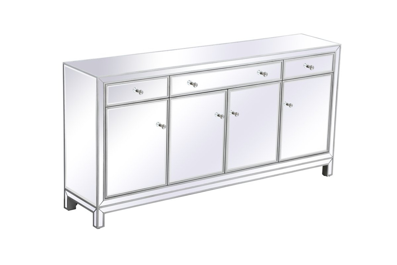 Elegant Décor MF72072S Reflexion 72 in. mirrored credenza in antiqueSilver