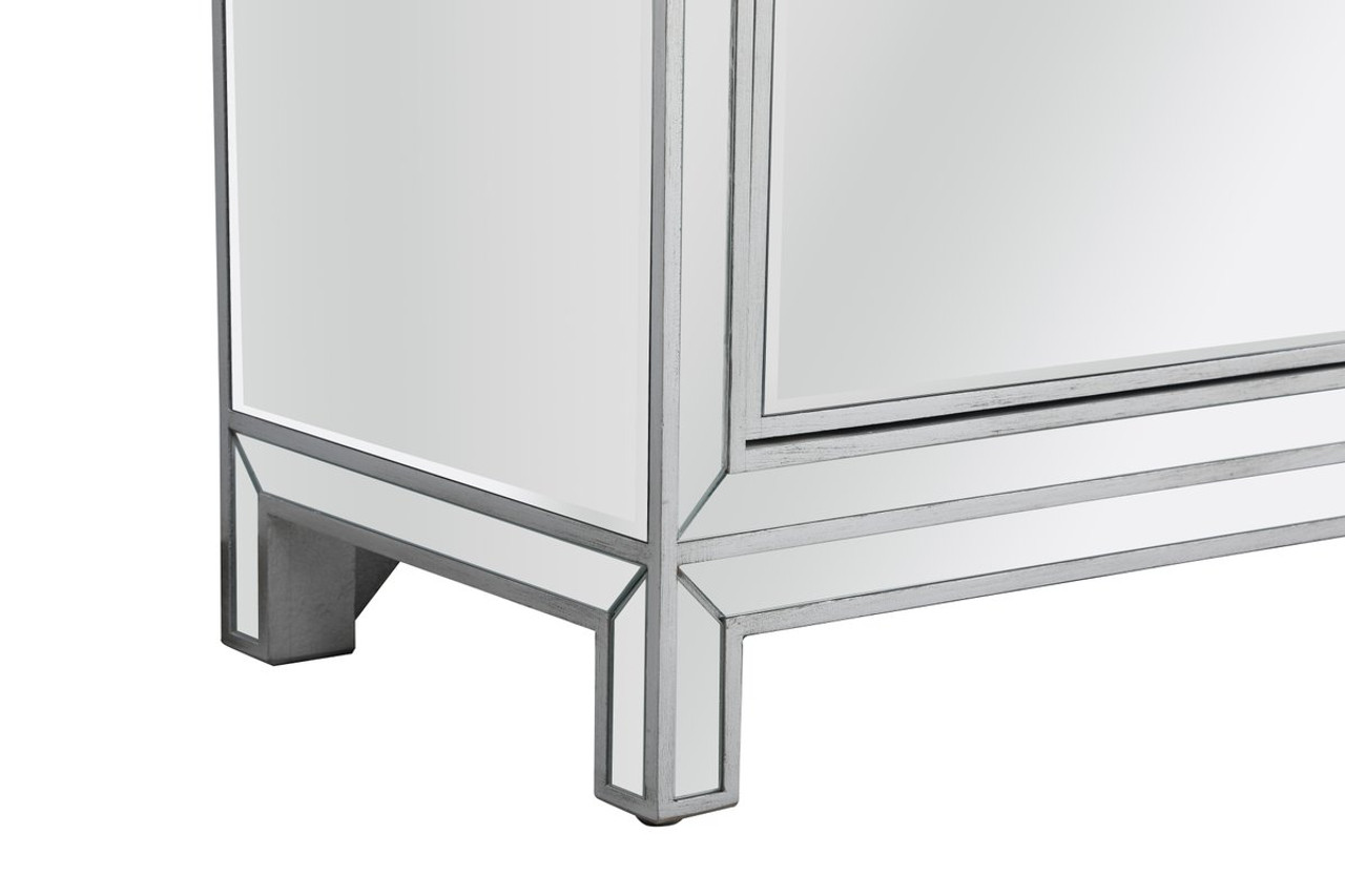 Elegant Décor MF72072S Reflexion 72 in. mirrored credenza in antiqueSilver Elegant Décor MF72072S Reflexion 72 in. mirrored credenza in antiqueSilver