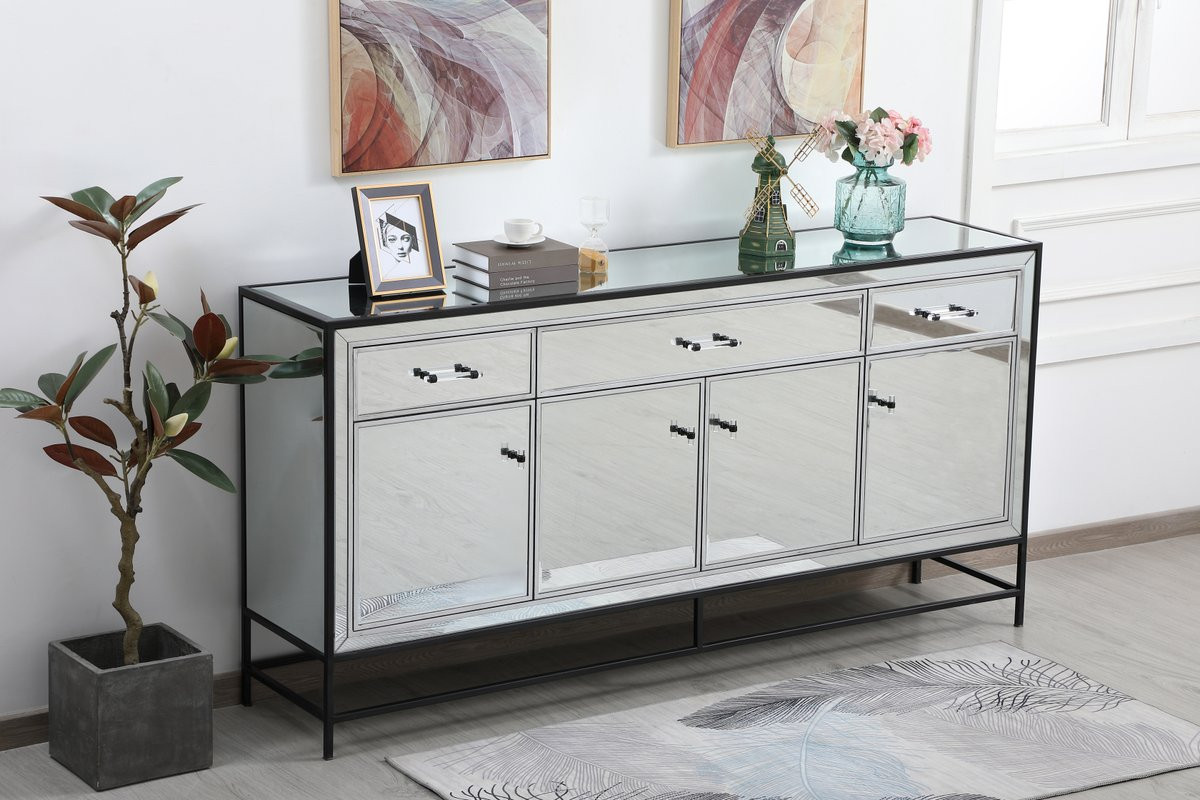 Elegant Décor James 72 in. mirrored credenza