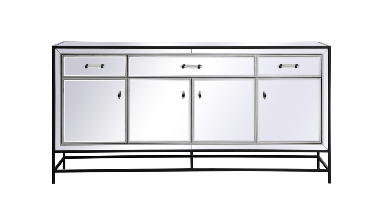 Elegant Décor MF72072BK James 72 in. mirrored credenza in black