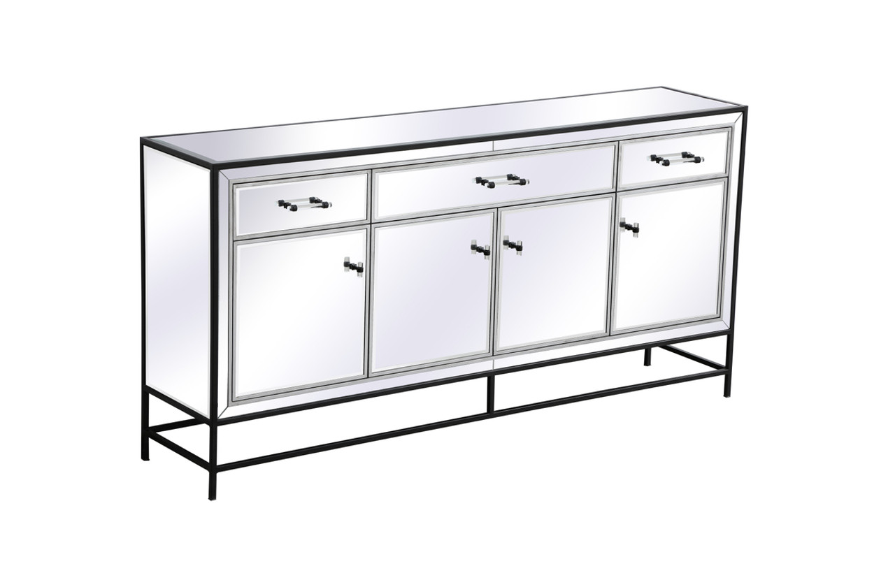 Elegant Décor MF72072BK James 72 in. mirrored credenza in black