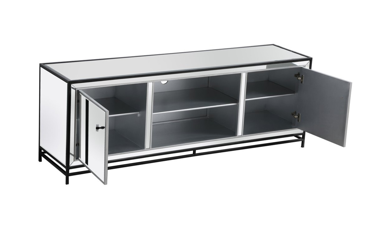 Elegant Decor MF70172BK James 72 in. mirrored tv stand in black Elegant Decor MF70172BK James 72 in. mirrored tv stand in black