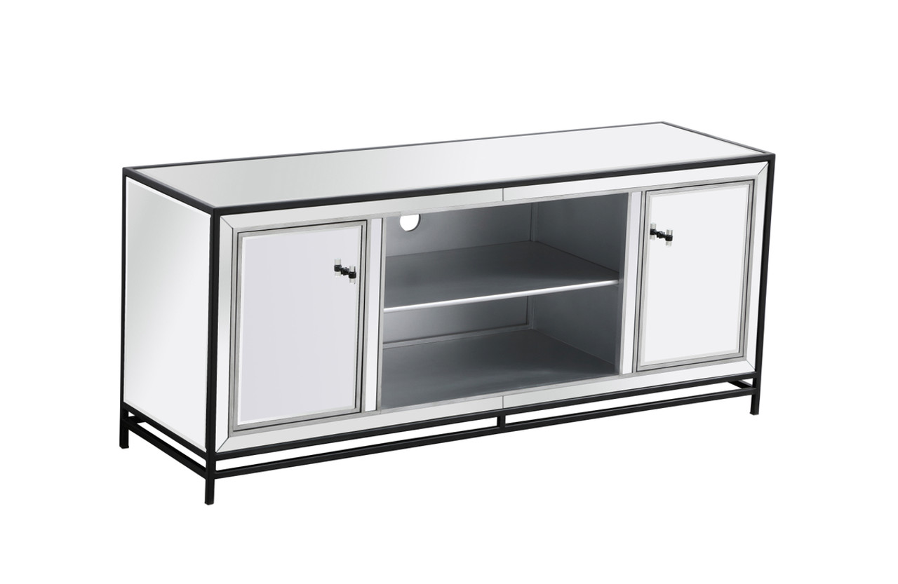 Elegant Décor MF701BK James 60 in. mirrored tv stand in black