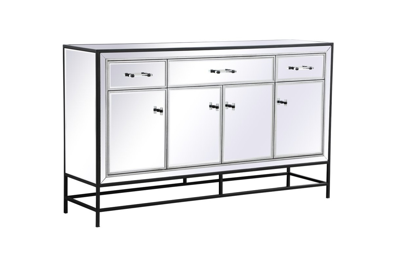 Elegant Décor MF72060BK James 60 in. mirrored credenza in black