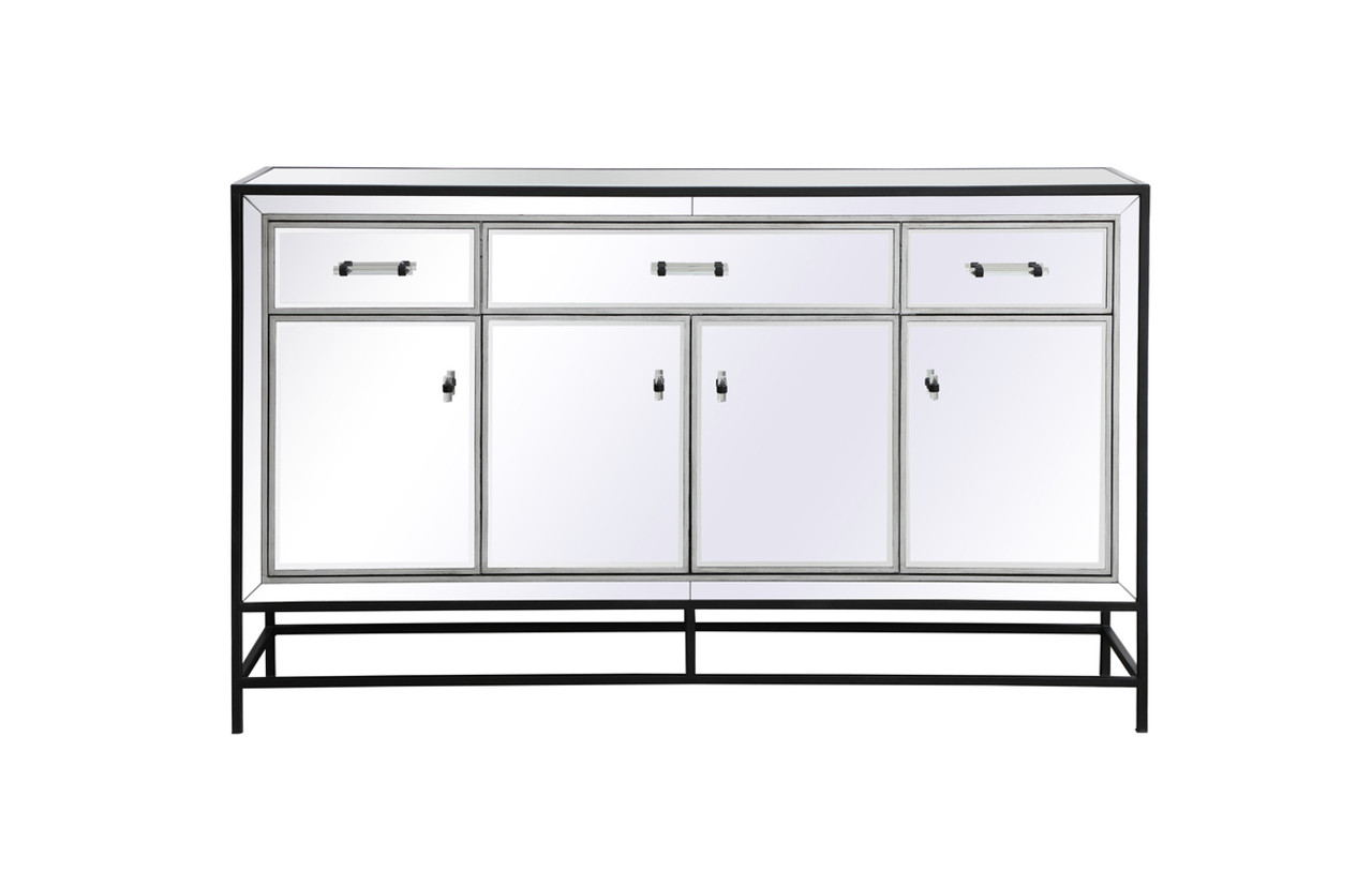 Elegant Décor MF72060BK James 60 in. mirrored credenza in black