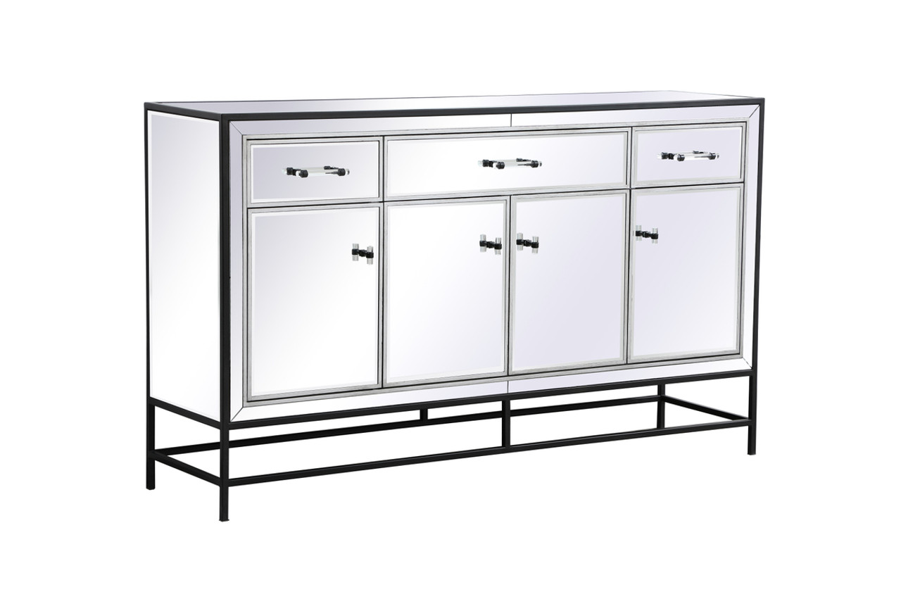 Elegant Décor MF72060BK James 60 in. mirrored credenza in black