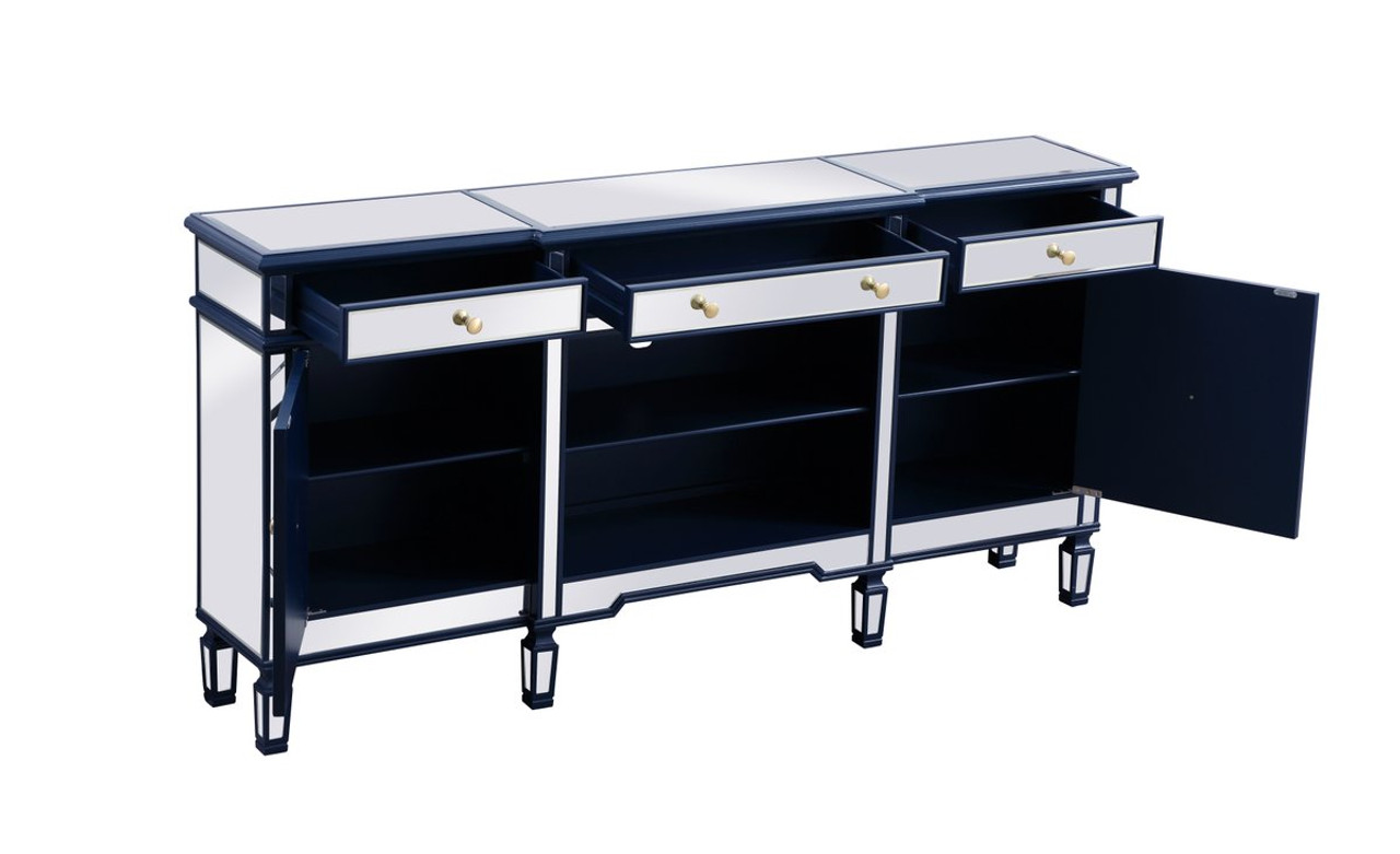 Elegant Décor MF61072BL Contempo 72 in. mirrored credenza in blue