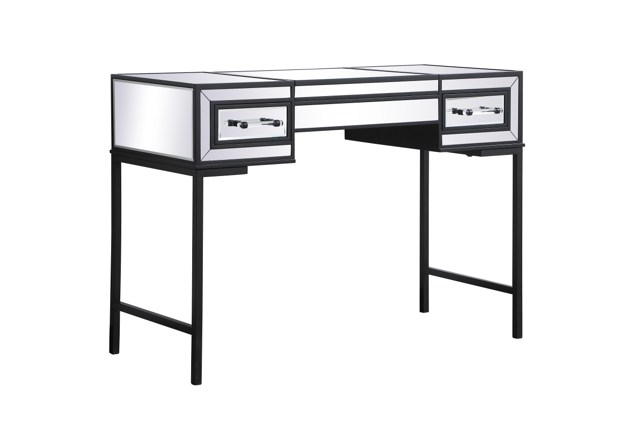 Elegant Decor MF73020BK 42 inch mirrored flip top vanity table in black