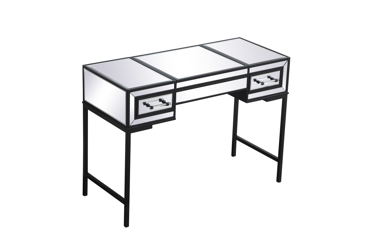 Elegant Decor MF73020BK 42 inch mirrored flip top vanity table in black