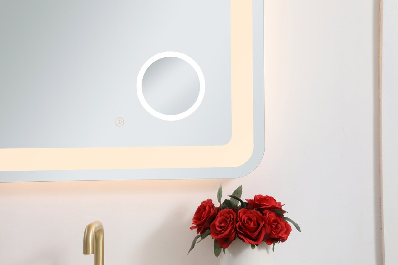 Elegant Décor MRE52730 Lux 27in x 30in Hardwired LED mirror with magnifier and color changing temperature 3000K/4200K/6400K