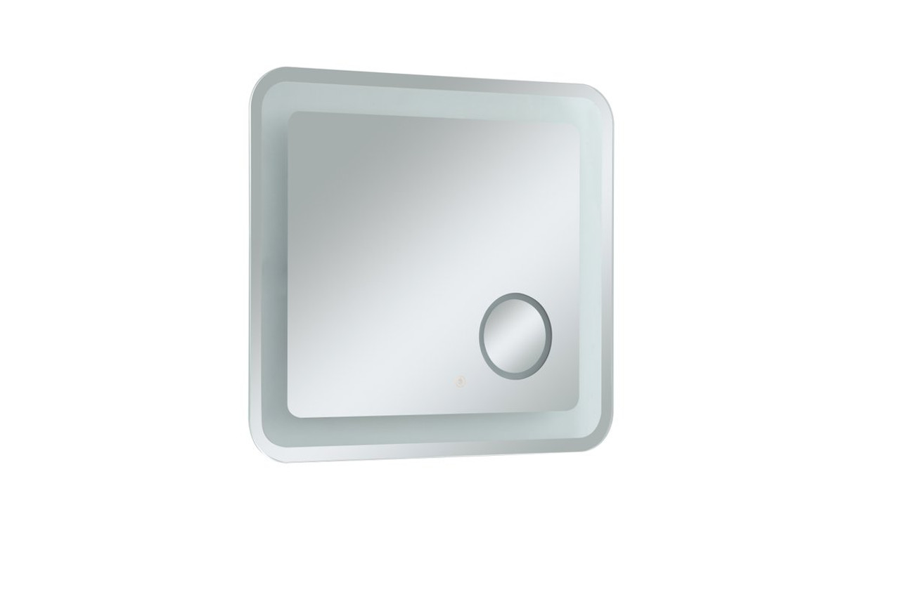 Elegant Décor MRE52730 Lux 27in x 30in Hardwired LED mirror with magnifier and color changing temperature 3000K/4200K/6400K