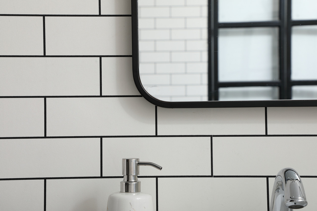 Elegant Decor MR801830BK Soft corner metal rectangular mirror 18x30 inch in Black