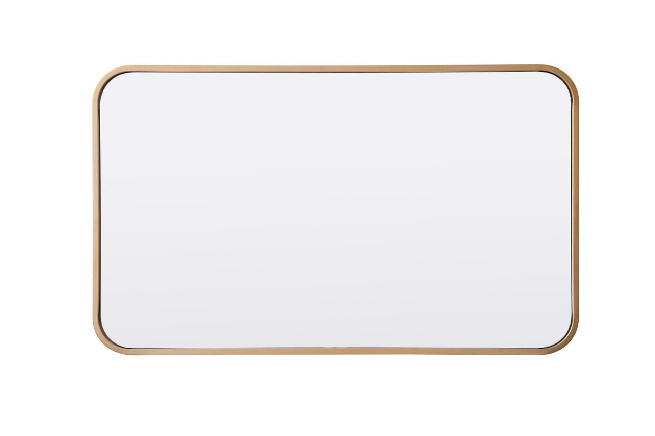 Elegant Decor MR801830BR Soft corner metal rectangular mirror 18x30 inch in Brass