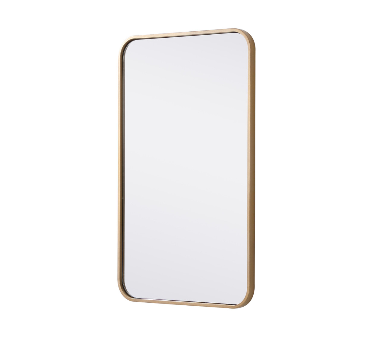 Elegant Decor MR801830BR Soft corner metal rectangular mirror 18x30 inch in Brass