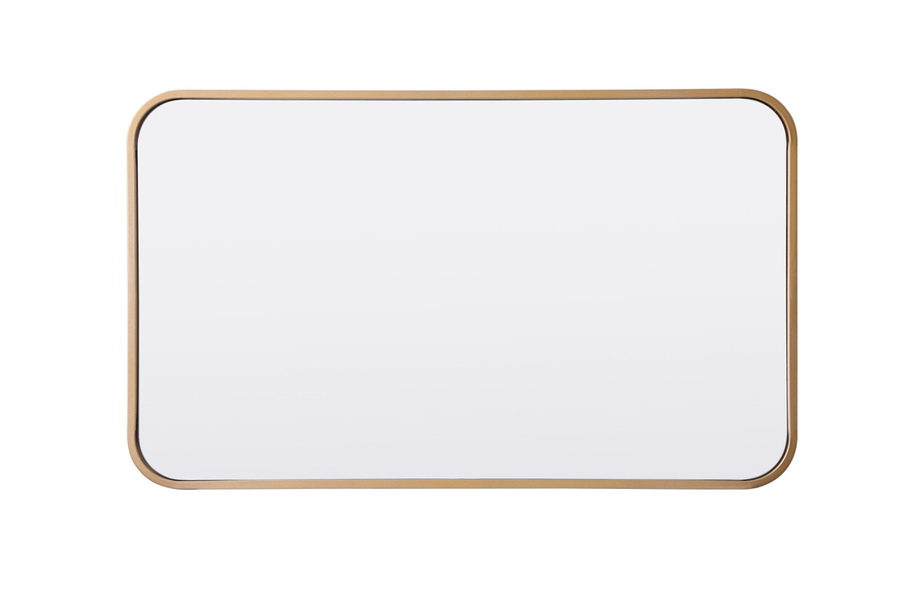 Elegant Decor MR801830BR Soft corner metal rectangular mirror 18x30 inch in Brass