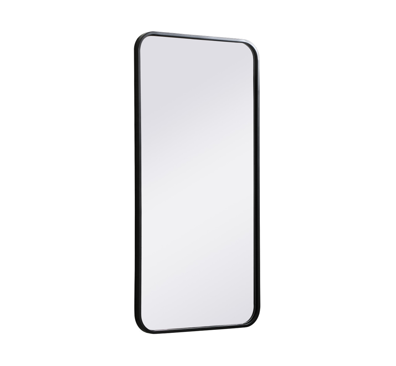 Elegant Decor MR801836BK Soft corner metal rectangular mirror 18x36 inch in Black