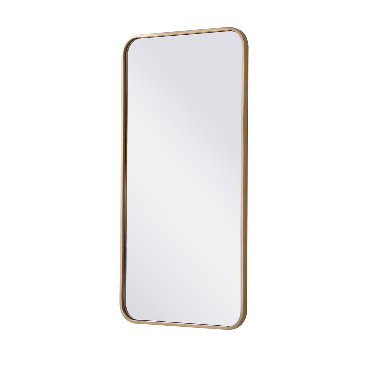 Elegant Decor MR801836BR Soft corner metal rectangular mirror 18x36 inch in Brass