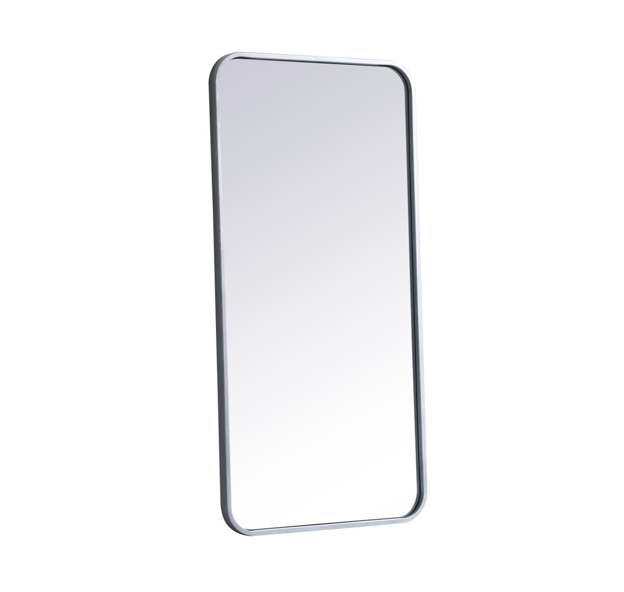 Elegant Decor MR801836S Soft corner metal rectangular mirror 18x36 inch in Silver