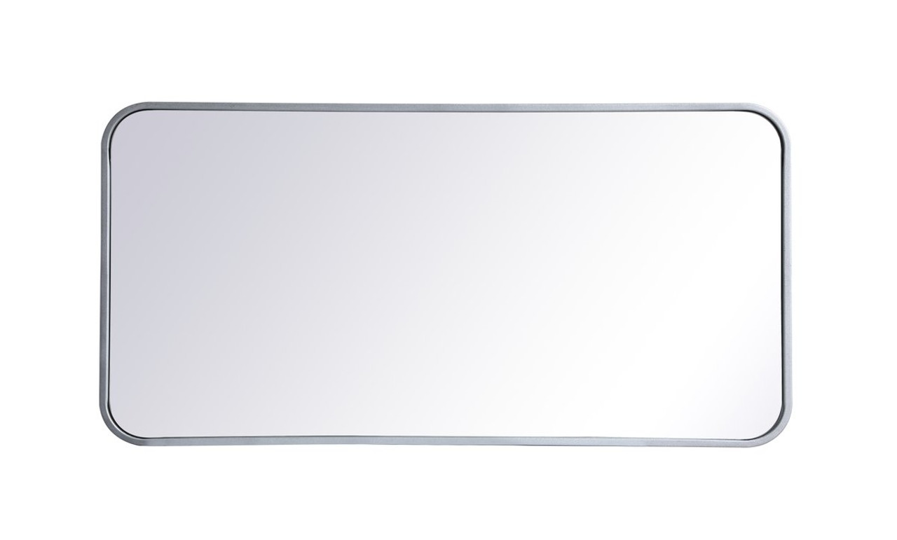 Elegant Decor MR801836S Soft corner metal rectangular mirror 18x36 inch in Silver