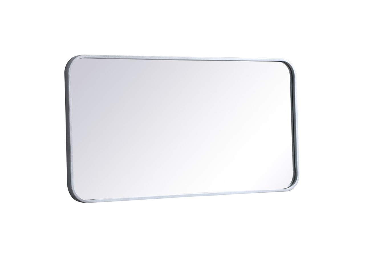 Elegant Decor MR801836S Soft corner metal rectangular mirror 18x36 inch in Silver