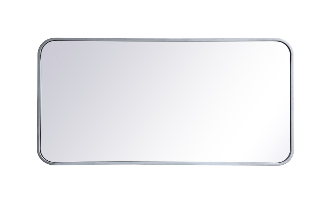 Elegant Decor MR801836S Soft corner metal rectangular mirror 18x36 inch in Silver
