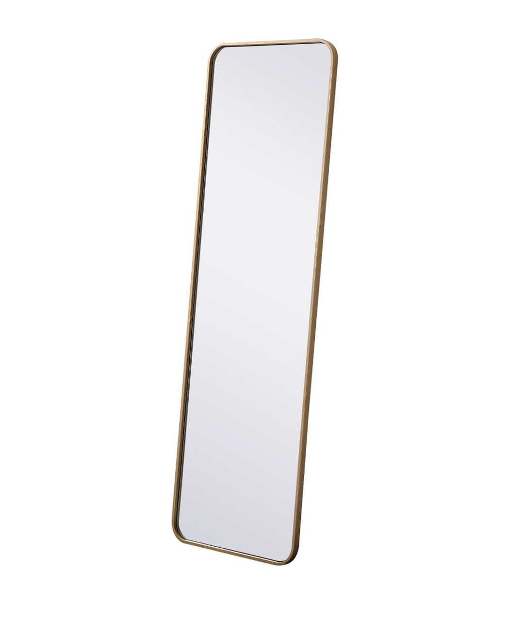 Elegant Decor MR801860BR Soft corner metal rectangular mirror 18x60 inch in Brass