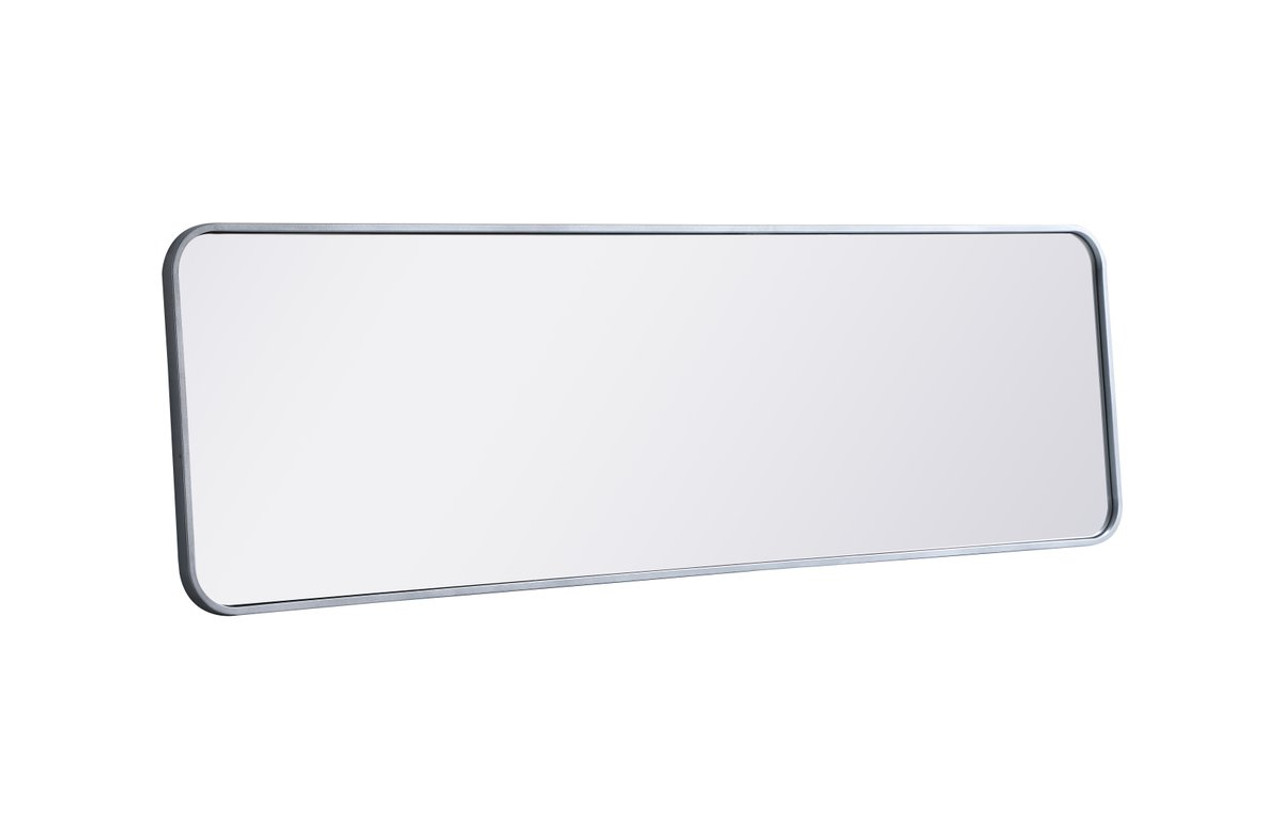 Elegant Decor MR801860S Soft corner metal rectangular mirror 18x60 inch in Silver