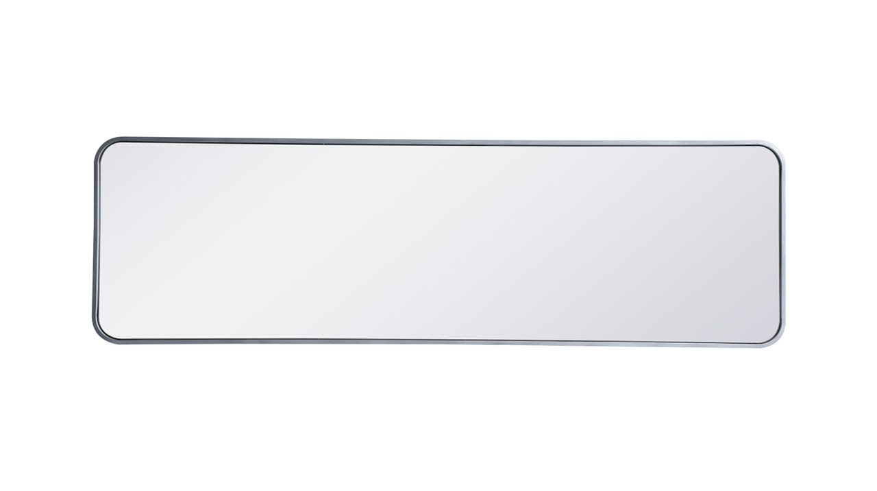 Elegant Decor MR801860S Soft corner metal rectangular mirror 18x60 inch in Silver