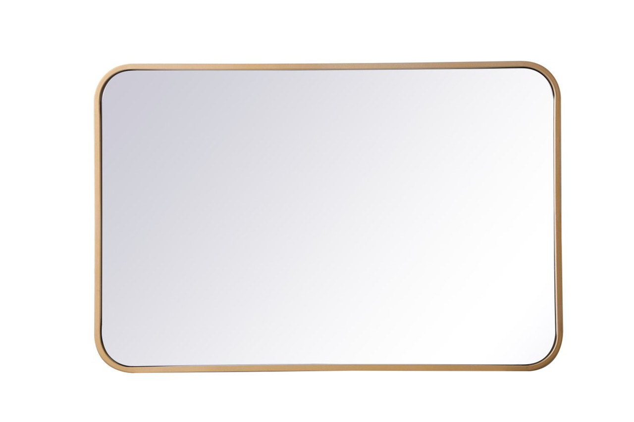 Elegant Décor MR802030BR Soft corner metal rectangular mirror 20x30 inch in  Brass