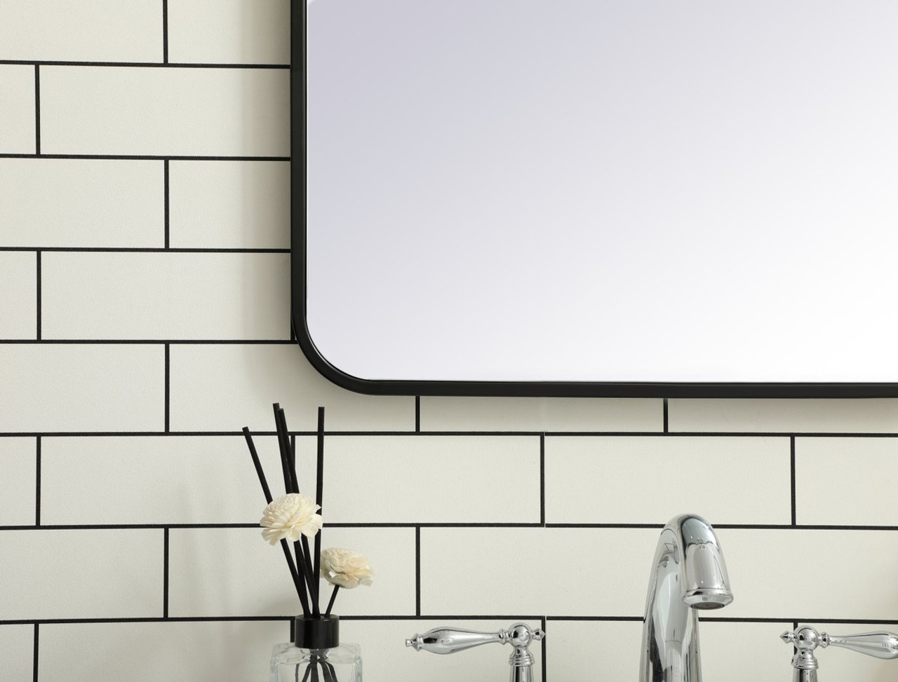 Elegant Decor MR802036BK Soft corner metal rectangular mirror 20x36 inch in Black
