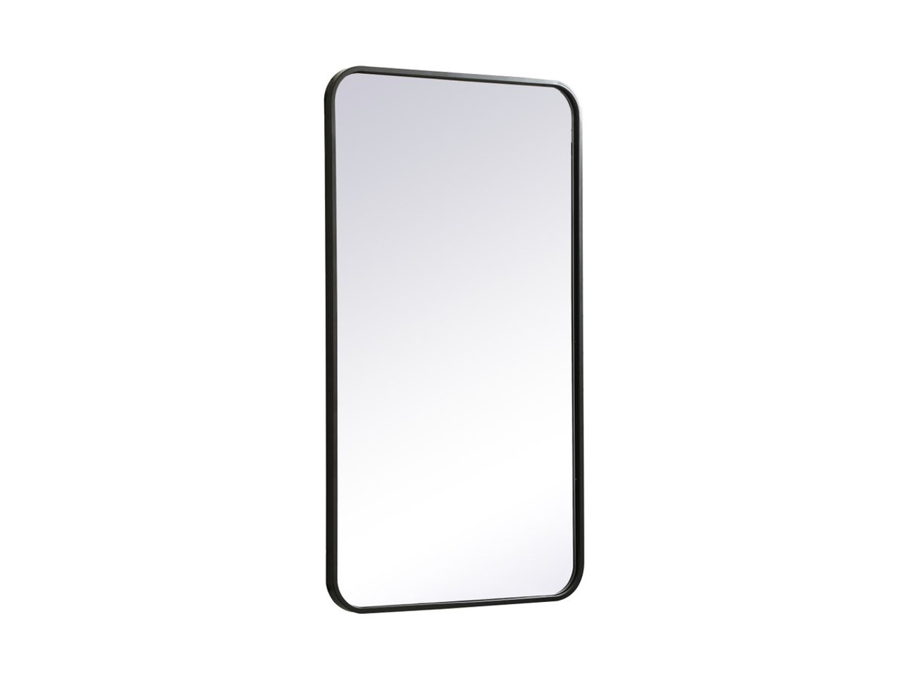 Elegant Decor MR802036BK Soft corner metal rectangular mirror 20x36 inch in Black