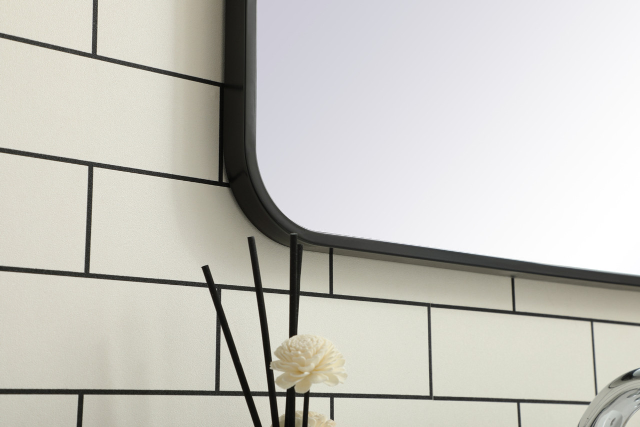 Elegant Decor MR802036BK Soft corner metal rectangular mirror 20x36 inch in Black