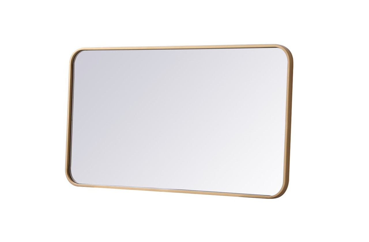 Elegant Decor MR802036BR Soft corner metal rectangular mirror 20x36 inch in Brass
