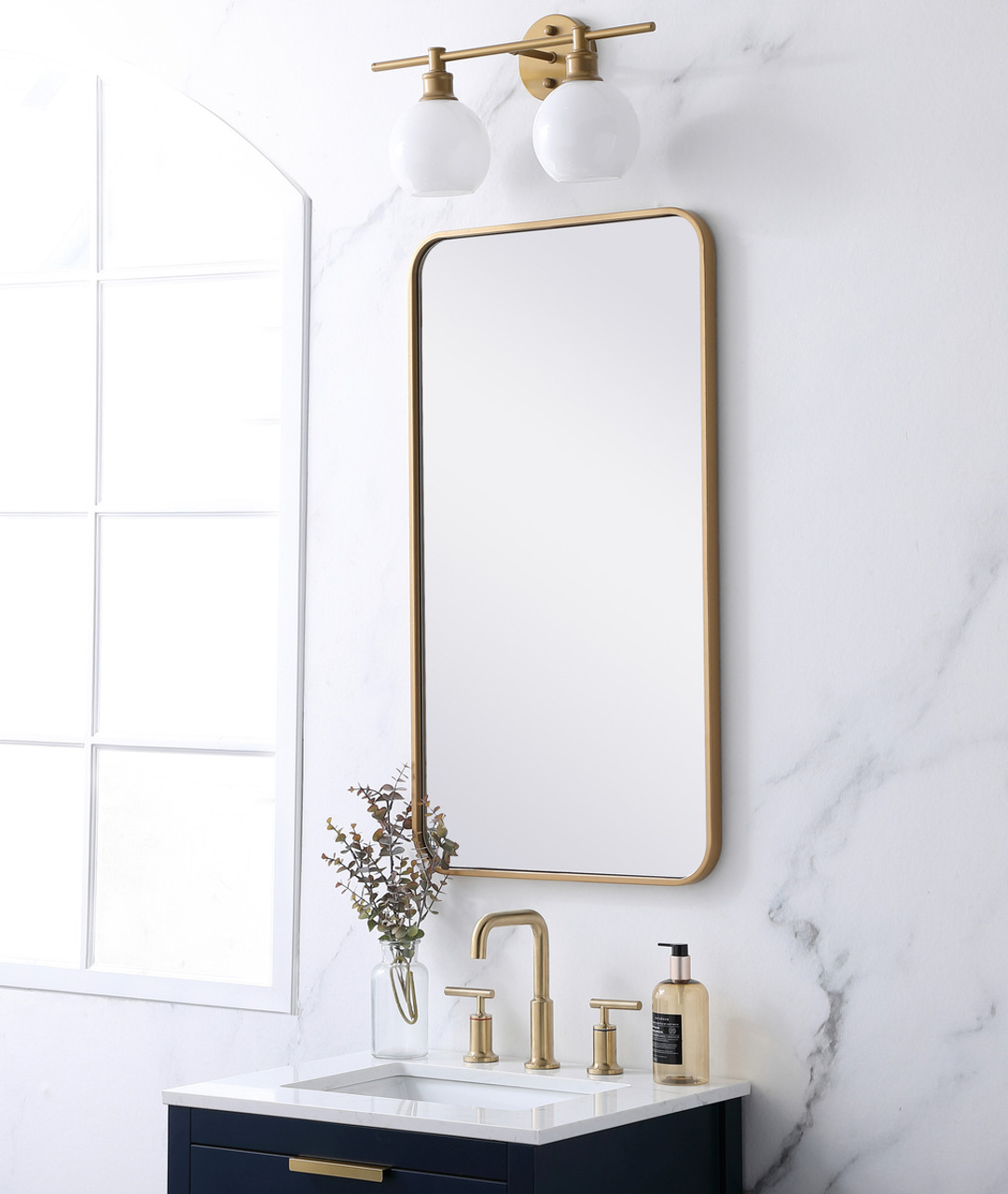 Elegant Decor MR802036BR Soft corner metal rectangular mirror 20x36 inch in Brass Elegant Decor MR802036BR Soft corner metal rectangular mirror 20x36 inch in Brass