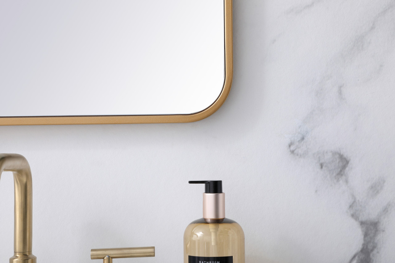 Elegant Decor MR802036BR Soft corner metal rectangular mirror 20x36 inch in Brass Elegant Decor MR802036BR Soft corner metal rectangular mirror 20x36 inch in Brass