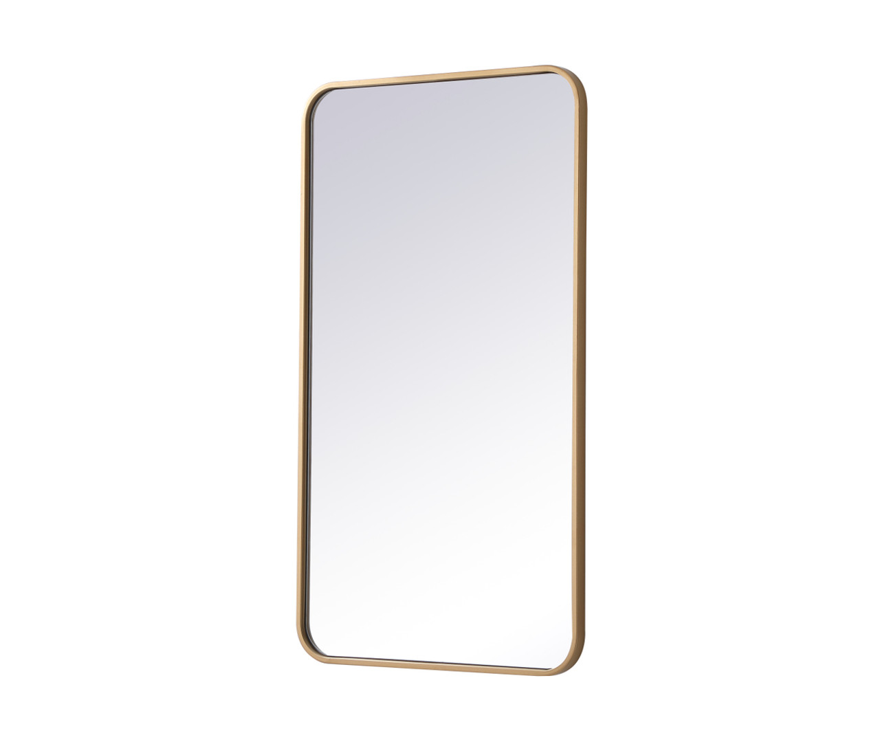 Elegant Decor MR802036BR Soft corner metal rectangular mirror 20x36 inch in Brass