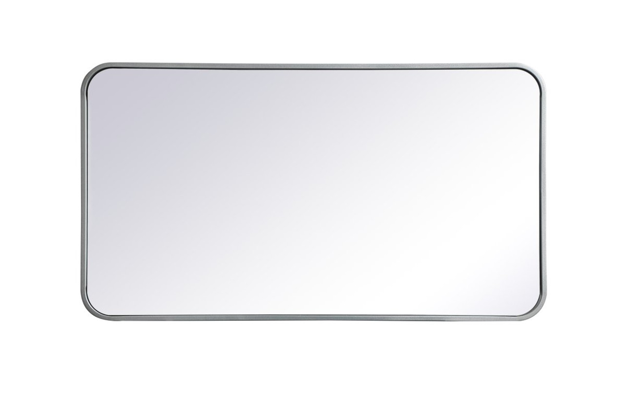 Elegant Decor MR802036S Soft corner metal rectangular mirror 20x36 inch in Silver