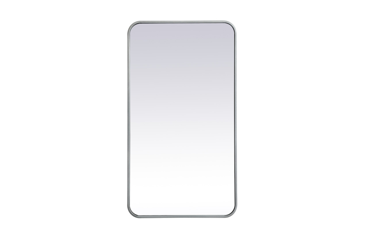 Elegant Decor MR802036S Soft corner metal rectangular mirror 20x36 inch in Silver