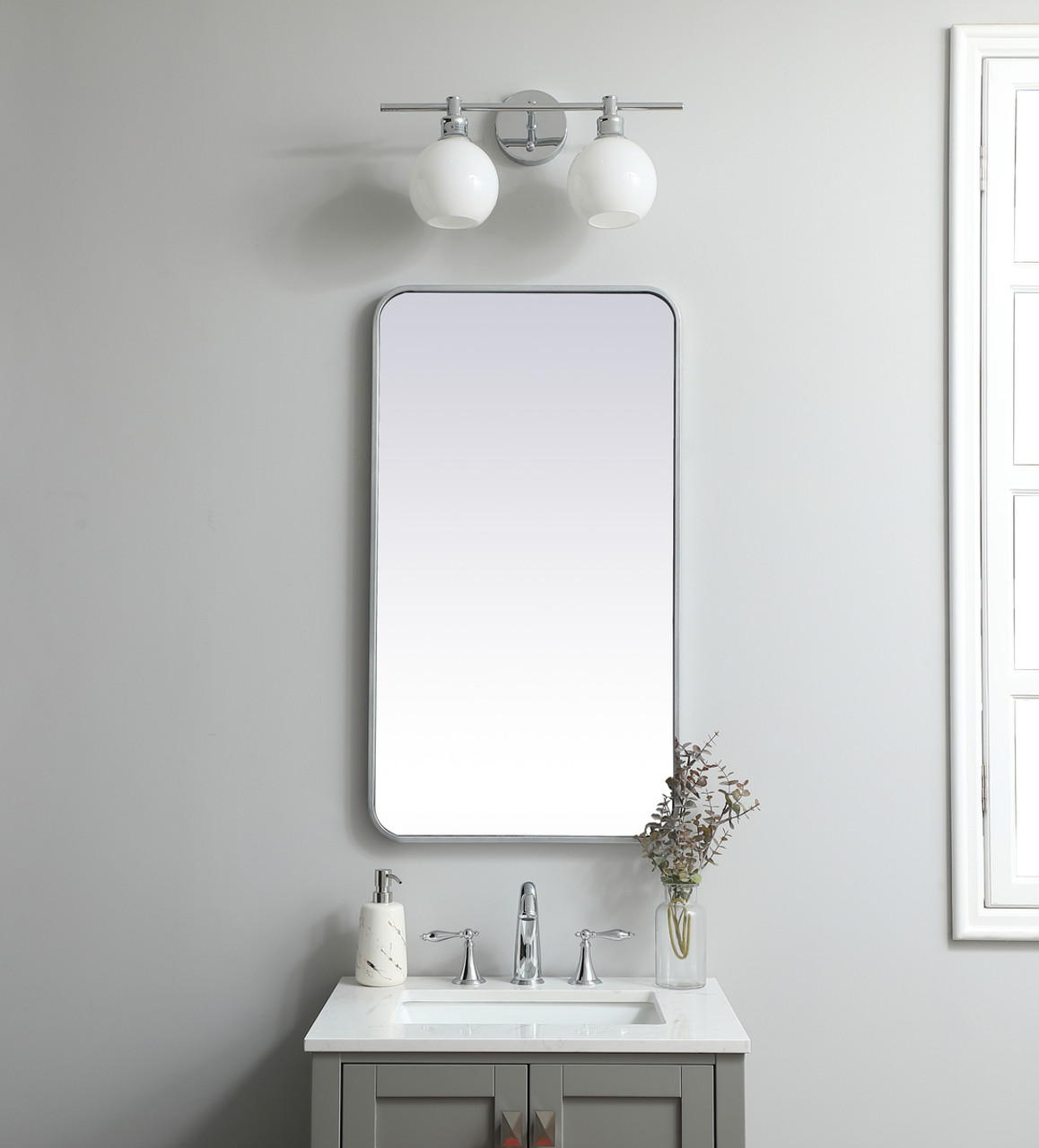 Elegant Decor MR802036S Soft corner metal rectangular mirror 20x36 inch in Silver Elegant Decor MR802036S Soft corner metal rectangular mirror 20x36 inch in Silver