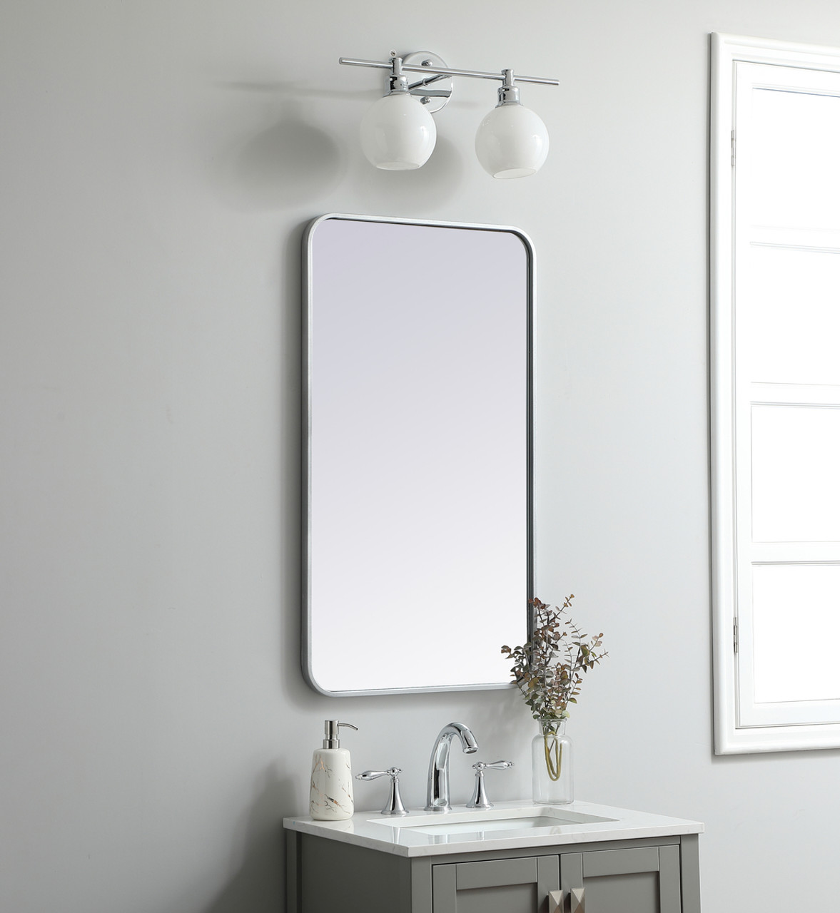Elegant Decor MR802036S Soft corner metal rectangular mirror 20x36 inch in Silver Elegant Decor MR802036S Soft corner metal rectangular mirror 20x36 inch in Silver