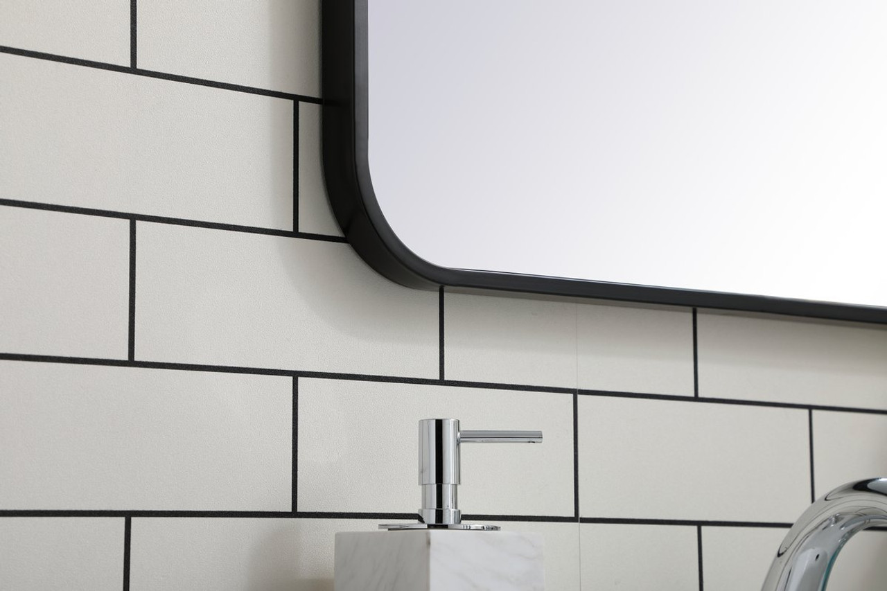 Elegant Decor MR802230BK Soft corner metal rectangular mirror 22x30 inch in Black