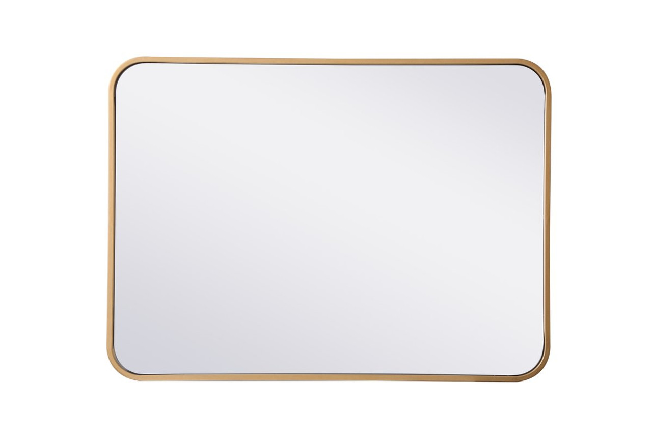Elegant Decor MR802230BR Soft corner metal rectangular mirror 22x30 inch in Brass