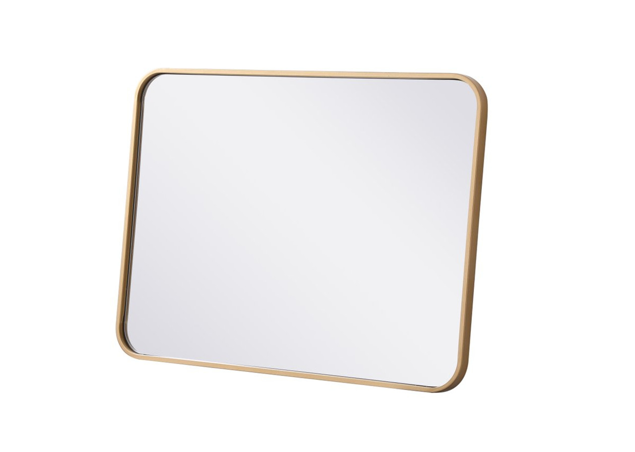 Elegant Decor MR802230BR Soft corner metal rectangular mirror 22x30 inch in Brass