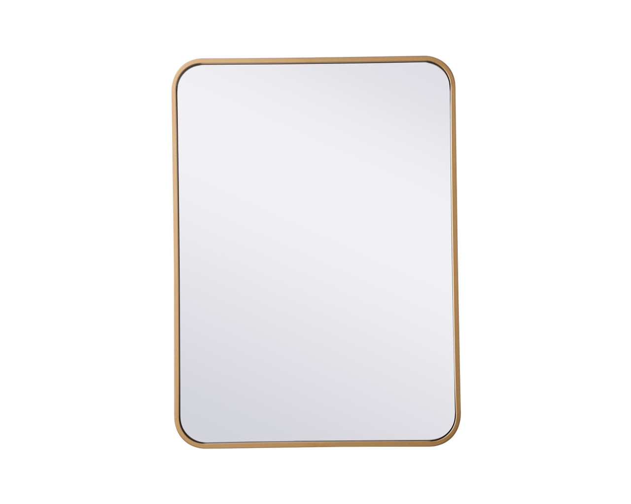 Elegant Decor MR802230BR Soft corner metal rectangular mirror 22x30 inch in Brass