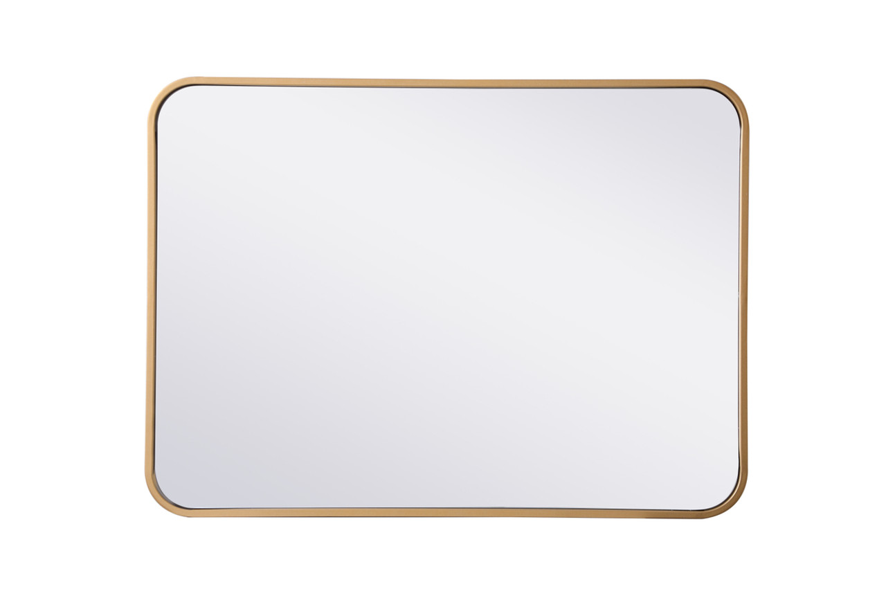 Elegant Decor MR802230BR Soft corner metal rectangular mirror 22x30 inch in Brass