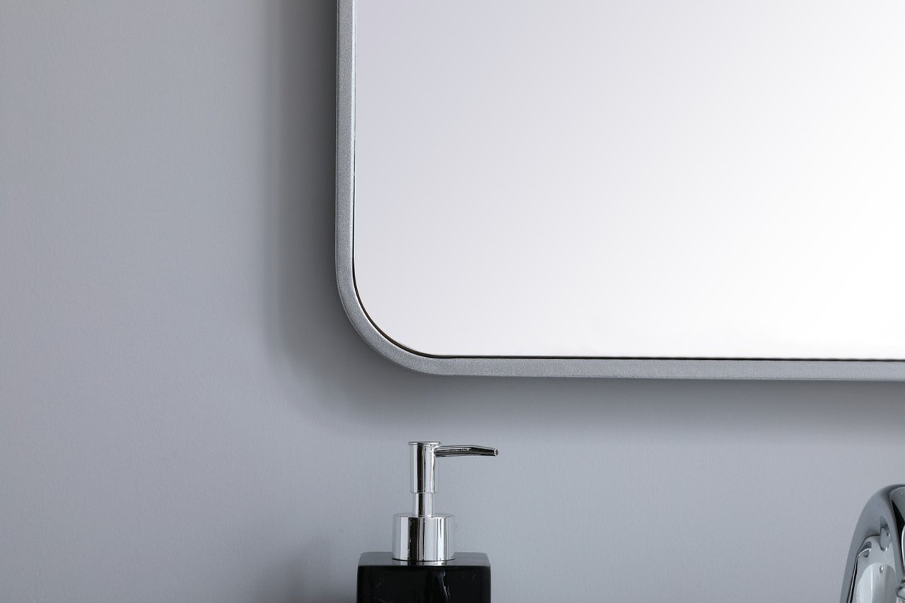 Elegant Décor MR802236S Soft corner metal rectangular mirror 22x36 inch in Silver