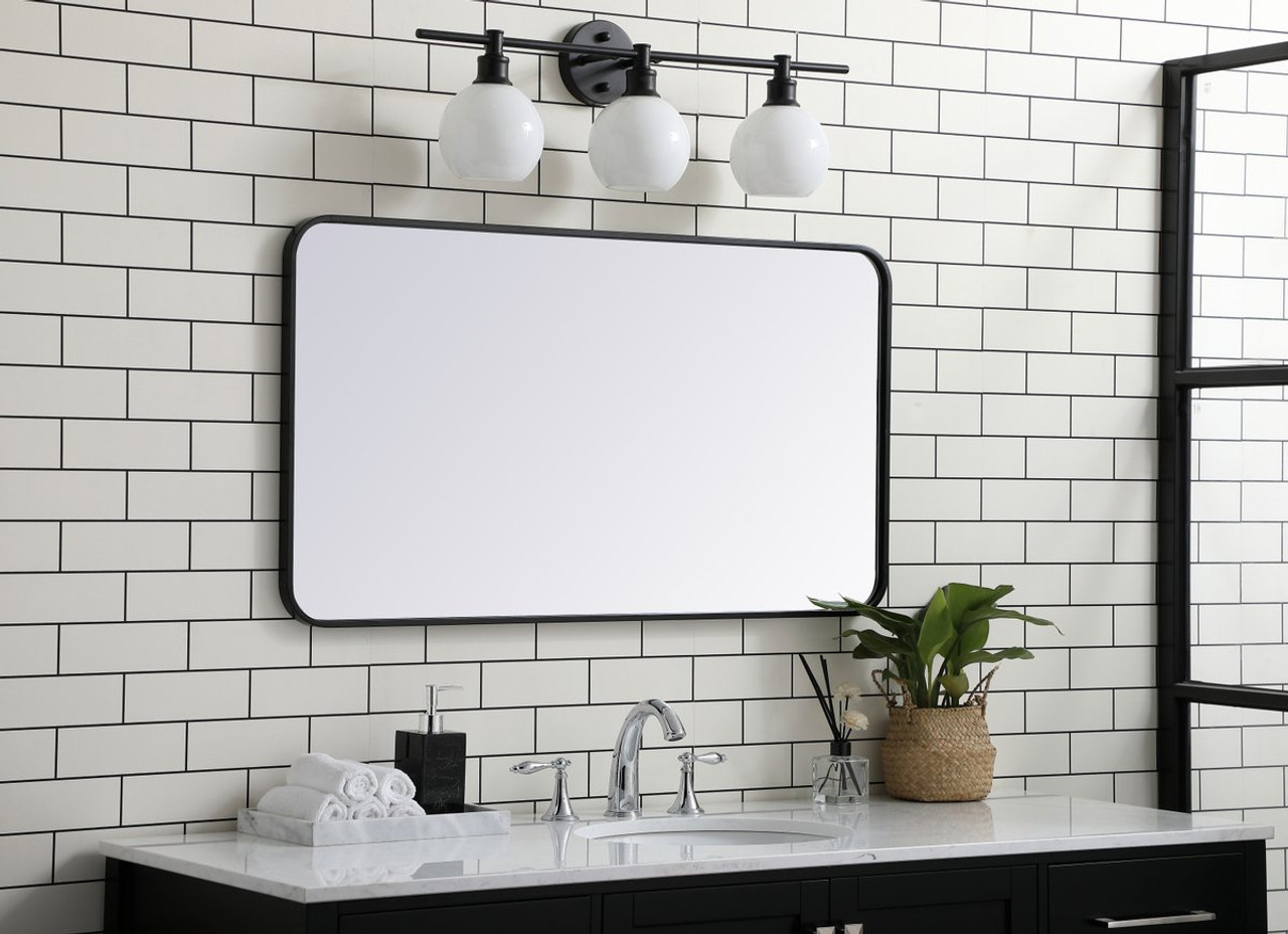 Elegant Decor MR802240BK Soft corner metal rectangular mirror 22x40 inch in Black