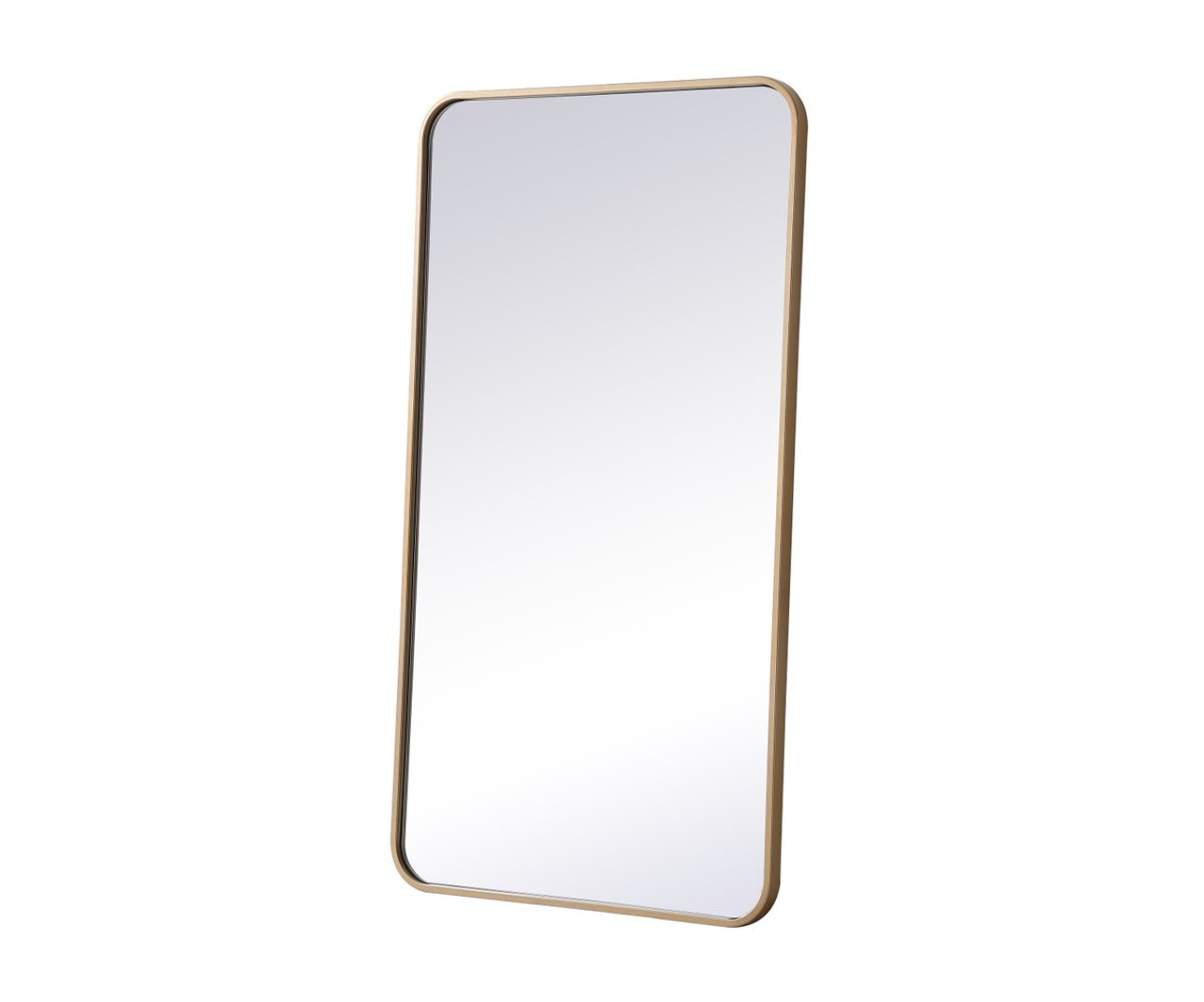 Elegant Decor MR802240BR Soft corner metal rectangular mirror 22x40 inch in Brass