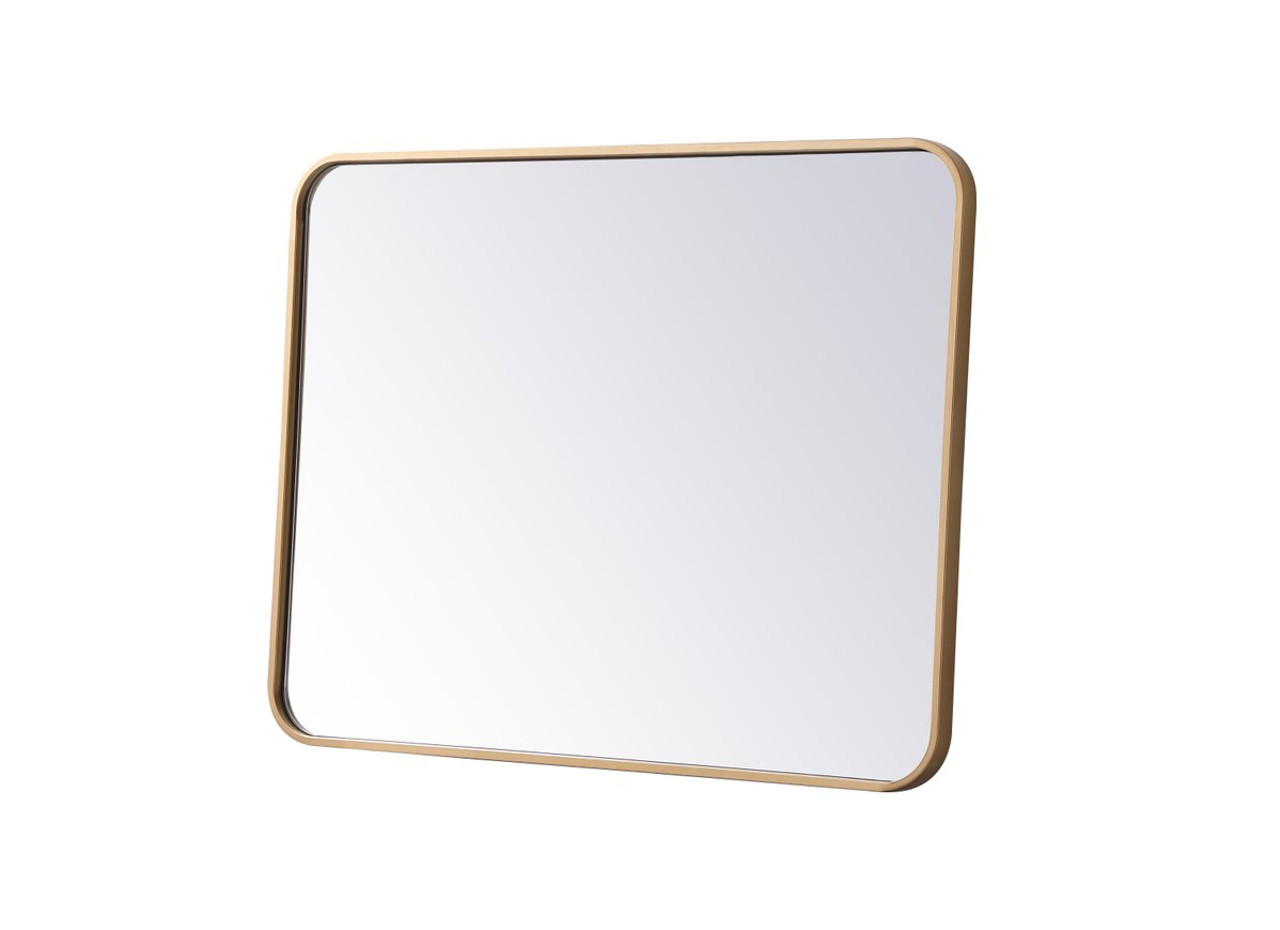 Elegant Decor MR802432BR Soft corner metal rectangular mirror 24x32 inch in Brass